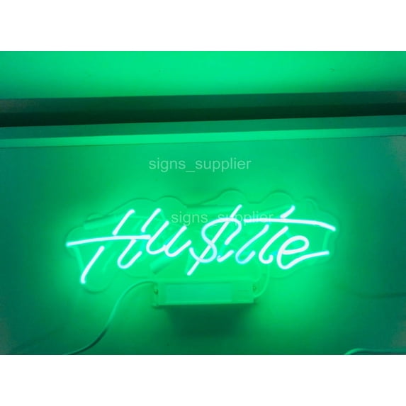 Queen Sense 14" Hustle Neon Sign Acrylic Man Cave Handmade Neon Light 114HUGA