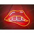 thumbnail image 1 of Queen Sense 14" Lips Teeth Neon Sign Acrylic Man Cave Beer Pub Bar Artwork Handmade Wall Decor Gift Neon Light W114LPRTWA2, 1 of 4