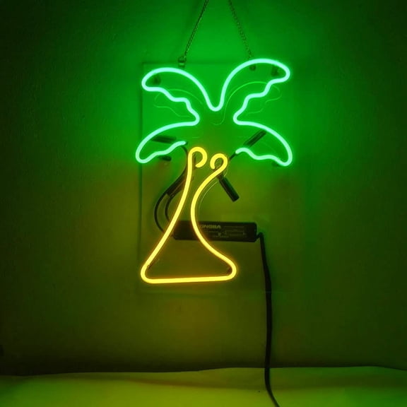 Queen Sense 14" Custom Palm Tree Neon Sign Acrylic Man Cave Beer Pub Bar Artwork Handmade Wall Decor Gift Neon Light 114PTA