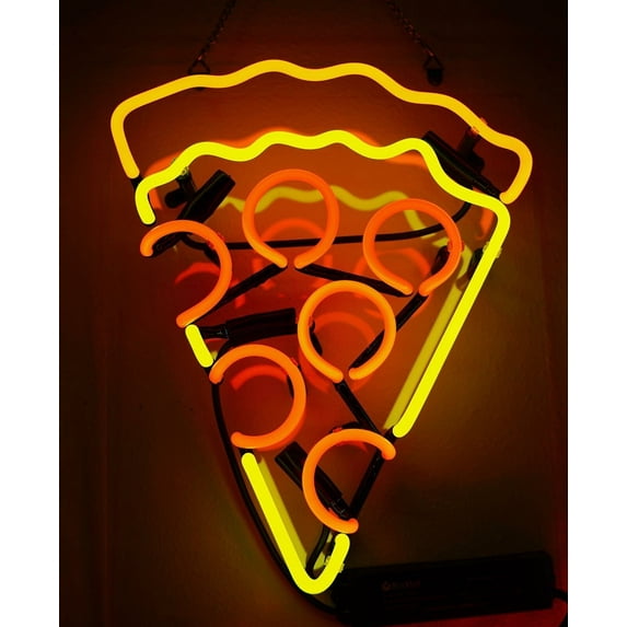 Queen Sense 14" Pizza Slice Neon Sign Acrylic Handmade Man Cave Neon Light 114PZSAV3