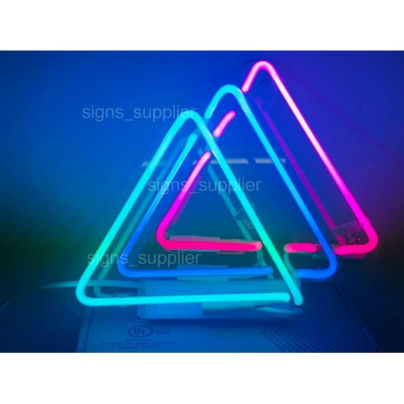 Queen Sense 14" Three Triangles Neon Sign Acrylic Man Cave Handmade Neon Light 114TTA2