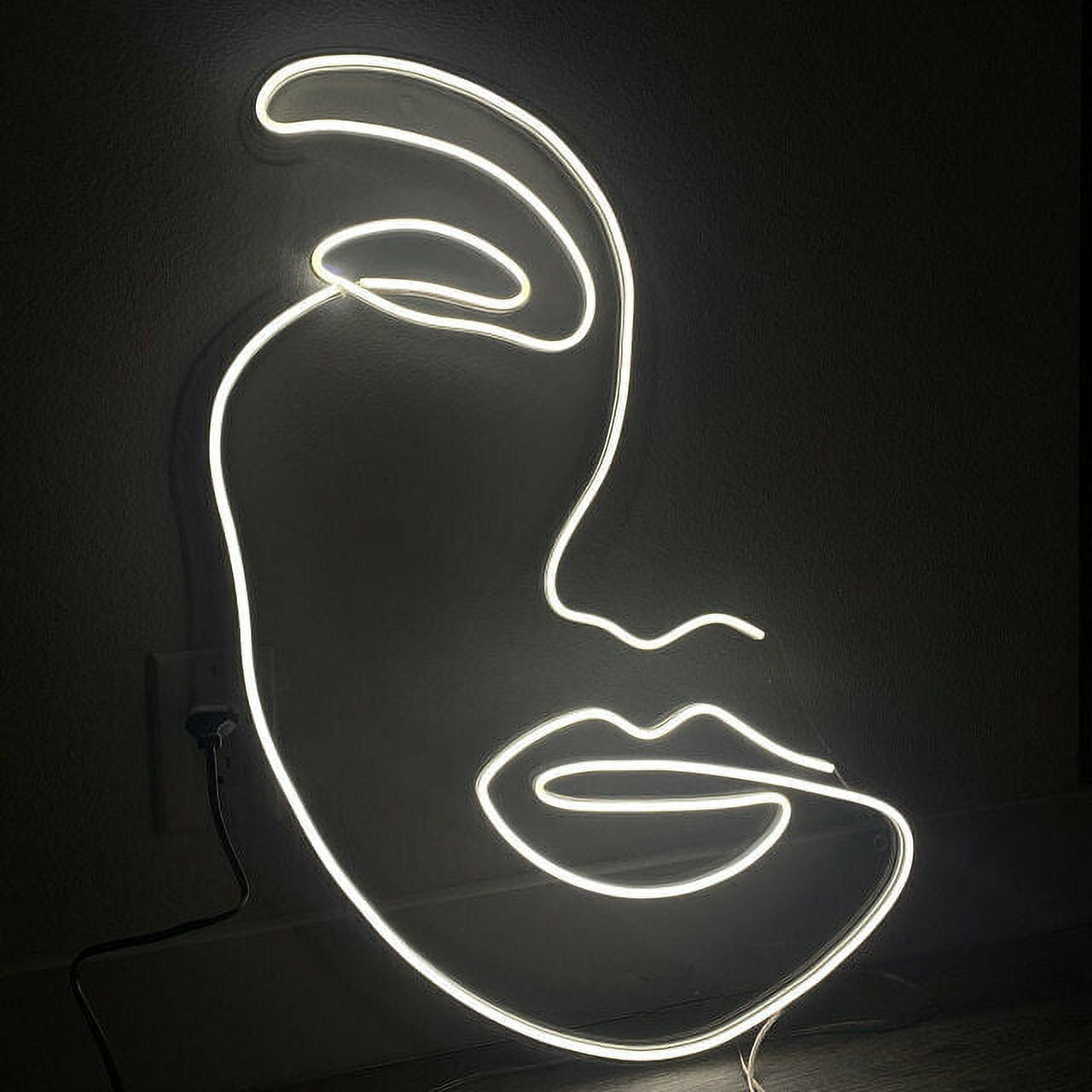 Queen Sense 14"x10.3" Abstract Face Feminine Line LED Sign Light Night