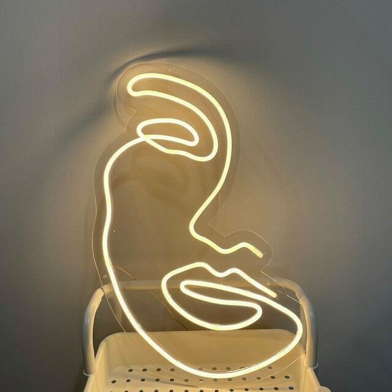 Queen Sense 14"x10.3" Abstract Face Feminine Line LED Sign Light Party