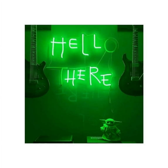 Queen Sense 14"x10" Hello There Hell Here LED Sign Light Wall Decor Party Night Lights Flex Neon Signs WFL103