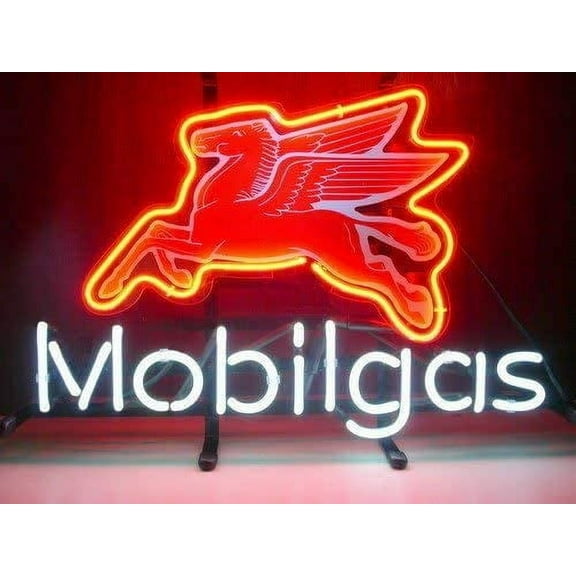Queen Sense 14"x10" Mobilgas Neon Sign Flying Pegasus Neon Light 114MGPLB