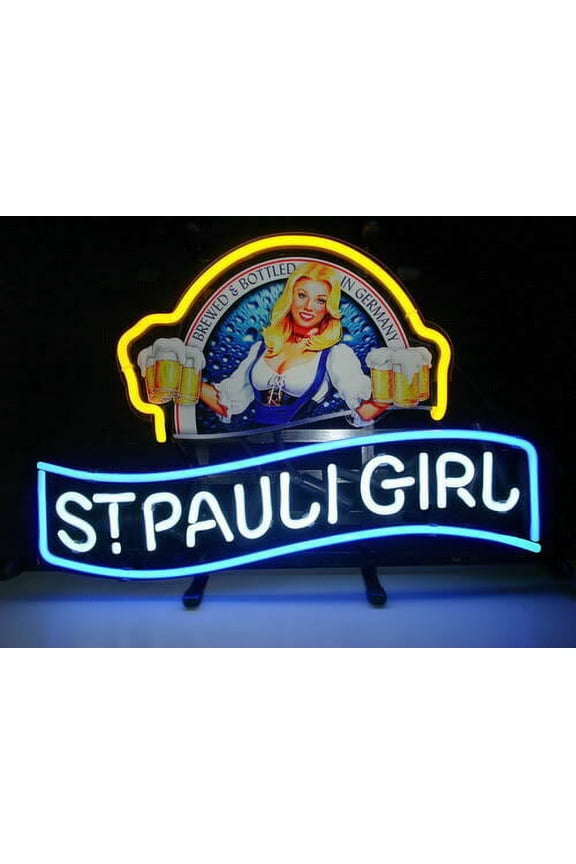 14"x10" St Pauli Girl Neon Sign Man Cave Handmade Neon Light 114SPGBLY