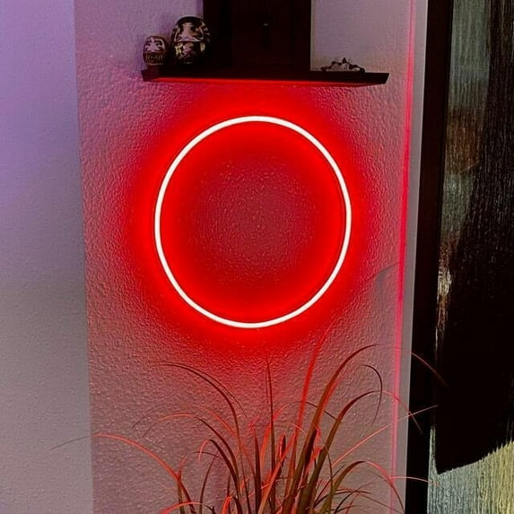 Queen Sense 14"x14.2" Circle Full Moon Sun LED Sign Light Wall Decor Party Night Lights Flex Neon Signs WFL028
