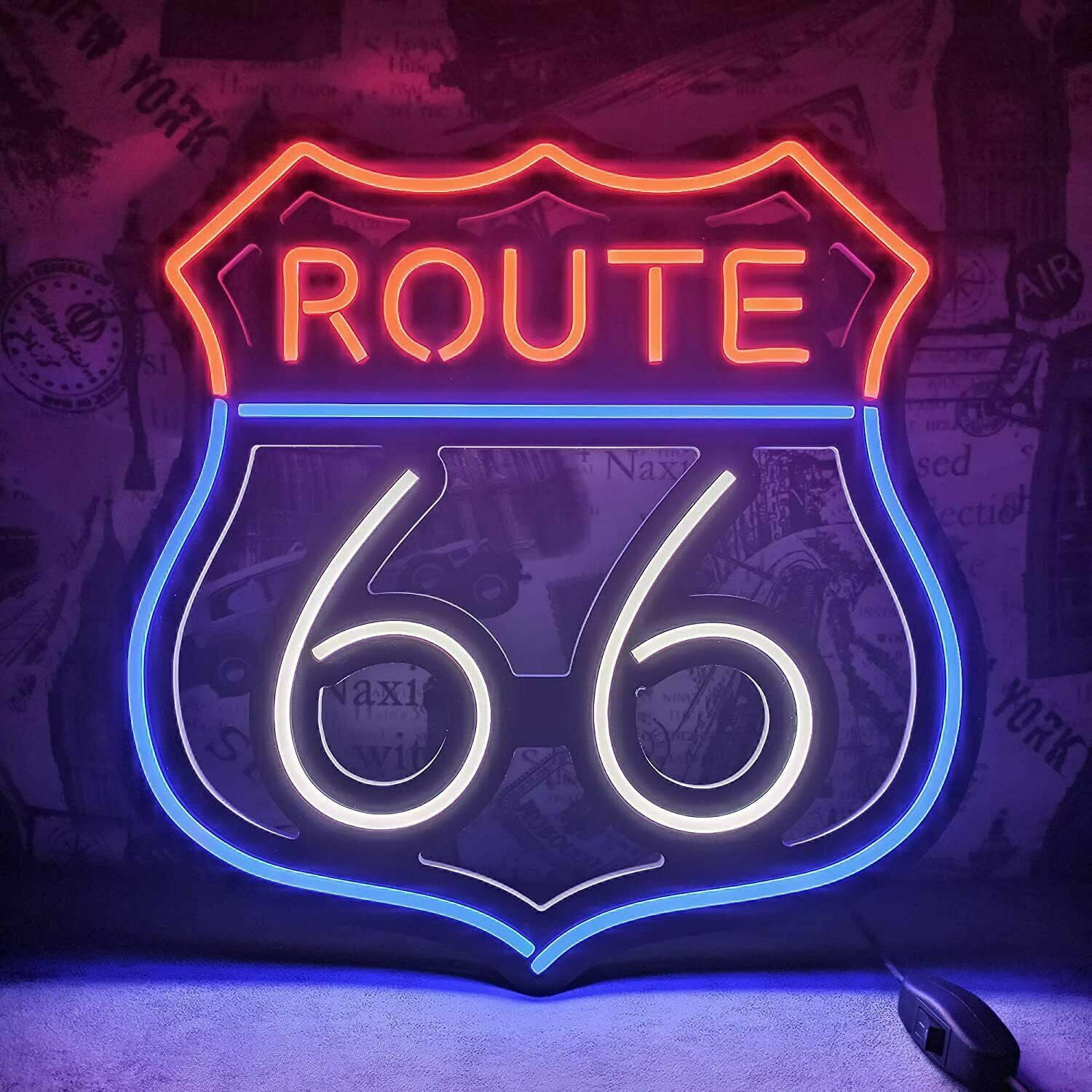 Queen Sense 14"x14" Route 66 LED Sign Light Wall Decor Party Night ...