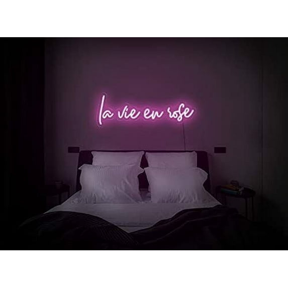 Queen Sense 15.8"x4.7" La Vie En Rose LED Sign Light Wall Decor Party Night Lights Flex Neon Signs 116LVERPFLED