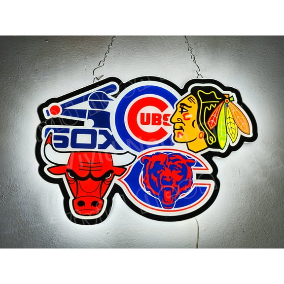 Queen Sense 16" Custom For Chicagos Sports League Blackhawks Bulls Cubs Bears White Sox 2D LED Sign Light Vivid Printing Tech Design Beer Bar Pub Decor Wall Decor Party Gift Artwork Lamp 116CST-LED2D