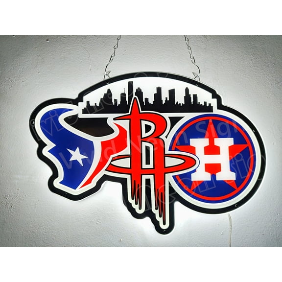 Queen Sense 16" Custom For Houstons Sports League Skyline Texans Astros Rockets Texas 2D LED Sign Light Vivid Printing Tech Design Beer Bar Pub Decor Wall Decor Party Gift Artwork Lamp 116HST-LED2D