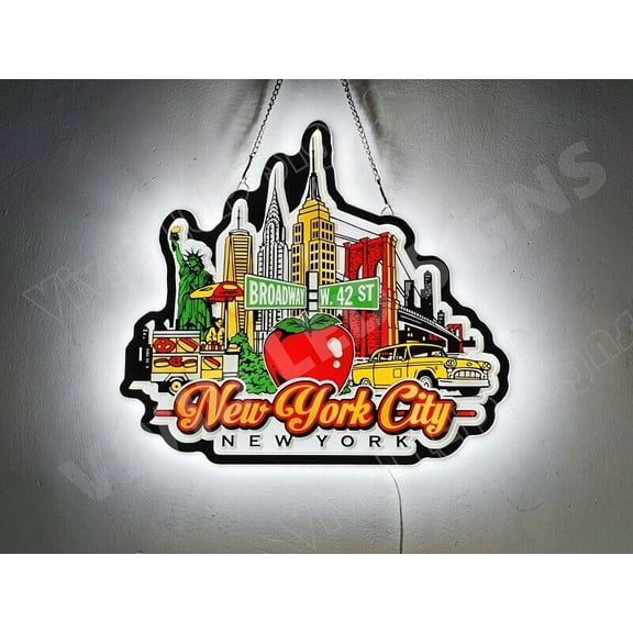 Queen Sense 16" Custom New York City Skyline LED 3D Sign Light Vivid Printing Tech Design Beer Bar Pub Decor Wall Decor Party Gift Artwork Lamp NCL037