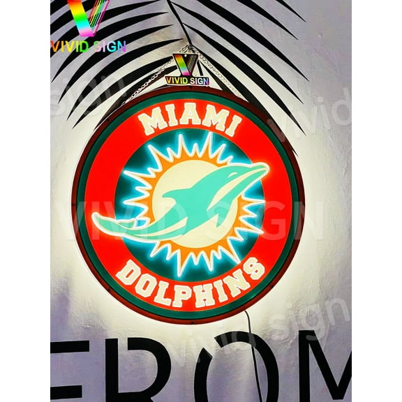 Queen Sense 16" For Miamis Sports Team Dolphins 3D LED Sign Light Vivid Printing Tech Design Beer Bar Pub Decor Lamp 116MDLV3LED3D