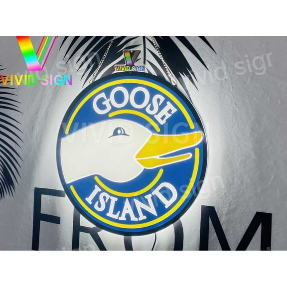 Queen Sense 16" Goose Islands 3D LED Sign Light Vivid Printing Tech Design Beer Bar Pub Decor Lamp 116GIBLLED3D