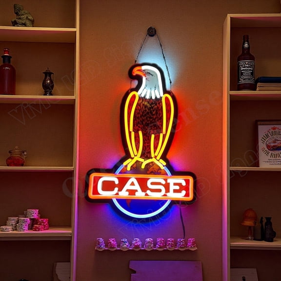Queen Sense 16"x10" Case Eagle LED Neon Sign for Wall Decor Dimmable USB Powered LED Light W116CELVVD-5VLED