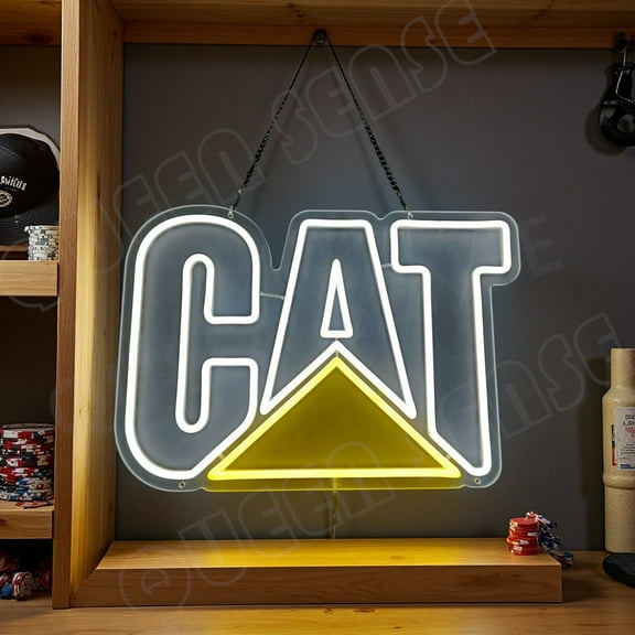 Queen Sense 16"x10" Caterpillar Cat LED Neon Sign for Wall Decor Dimmable USB Powered LED Light W116CAT-5VLED