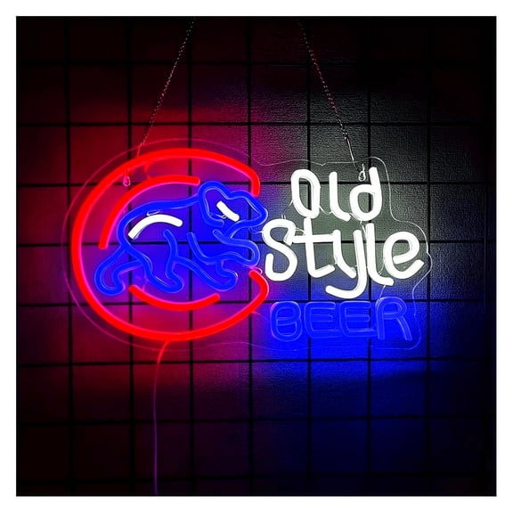 Queen Sense 16"x10" Old Style Beer For Chicagos Sports League Cubs Walking Bear LED Neon Sign for Decor Wall Dimmable USB Powered LED Light W116OSBCCWB-5VLED