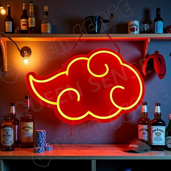 Queen Sense 16"x11" Cloud Red LED Neon Sign for Wall Decor Dimmable USB Powered LED Light W116CRA-5VLED