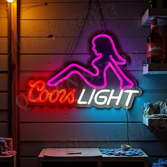 Queen Sense 16"x11" Coor Light Mud Flap LED Neon Sign for Wall Decor Dimmable USB Powered LED Light W116CLPMGL-5VLED