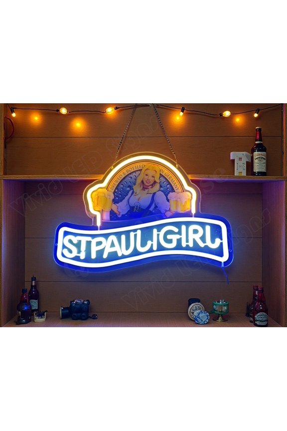16"x11" St Pauli Beer LED Neon Sign for Wall Decor Dimmable USB Powered LED Light W116SPGBLY-5VLED