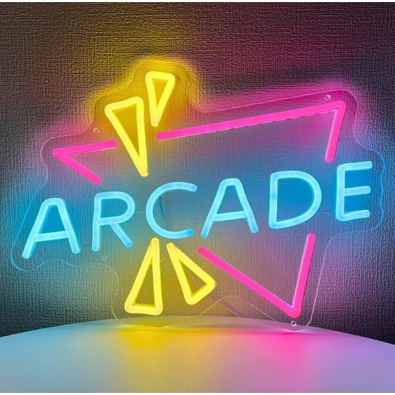 Queen Sense 16"x11" Triangle Arcade LED Neon Sign for Wall Decor Dimmable USB Powered LED Light W116TA-5VLED