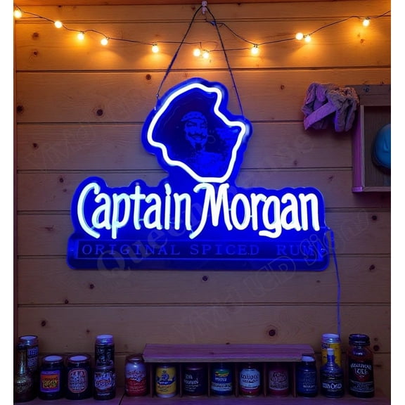 Queen Sense 16"x12" Captain Morgans Rum LED Neon Sign for Wall Decor Dimmable USB Powered LED Light W116CMRLV2-5VLED