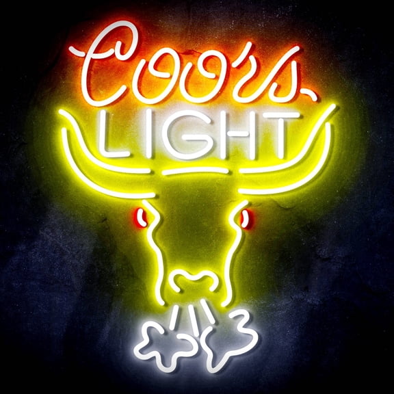 Queen Sense 16"x12" Coor Light Beer Bull Head LED Neon Sign for Wall Decor Dimmable USB Powered LED Light W116CLBBH-5VLED