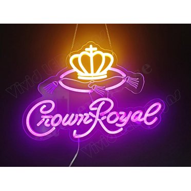 Crown Royal Whiskey 20x16 Neon Sign – Handmade Glass Tube Lamp – Multi-Color