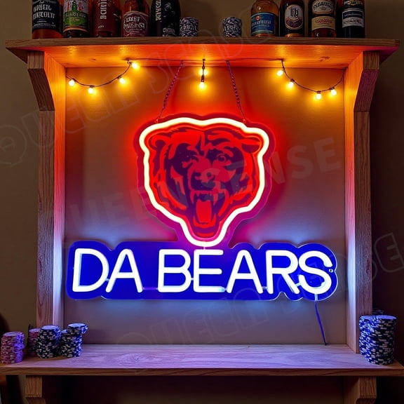 Queen Sense 16"x12" For Chicagos Sports League Bears Da Bears LED Neon Sign for Wall Decor Dimmable USB Powered LED Light W116CBTLBDB-5VLED