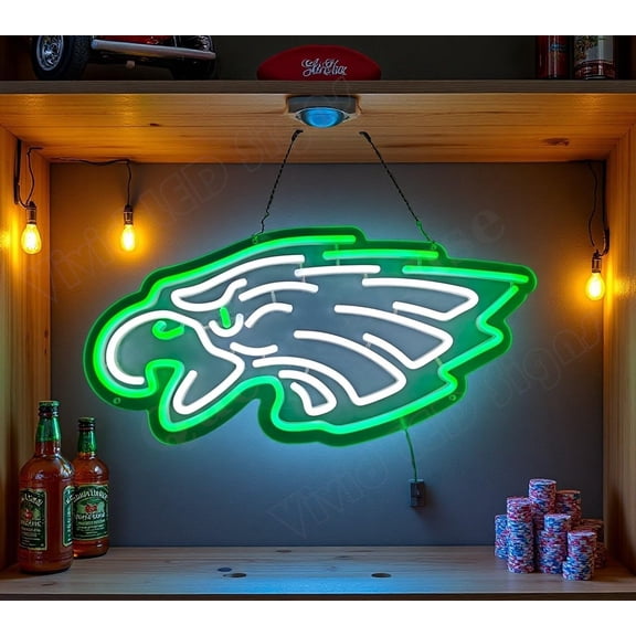 Queen Sense 16"x12" For Philadelphias Sports League Eagles LED Neon Sign for Wall Decor Dimmable USB Powered LED Light W116PEL-5VLED
