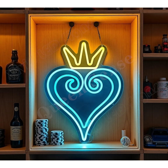 Queen Sense 16"x12" Kingdom And Hearts LED Neon Sign for Wall Decor Dimmable USB Powered LED Light W116KAH-5VLED