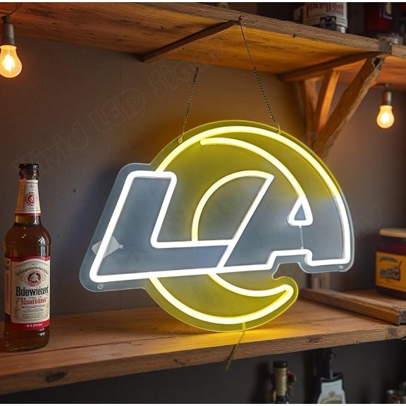 Queen Sense 16"x12" Los Angeles's Sports League Rams La LED Neon Sign for Wall Decor Dimmable USB Powered LED Light W116LARLV4-5VLED
