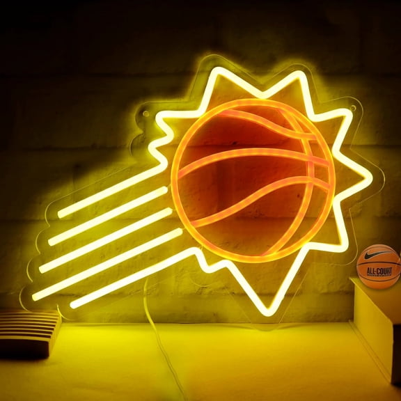 Queen Sense 16"x12" Phoenixs Sports League Suns Basketball LED Sign for Wall Decor Dimmable USB Powered LED Light W116PHXSL-5VLED