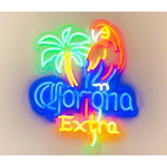 Queen Sense 16"x13" Coronas Extra Parrot LED Neon Sign for Wall Decor Dimmable USB Powered LED Light W116CEP-5VLED