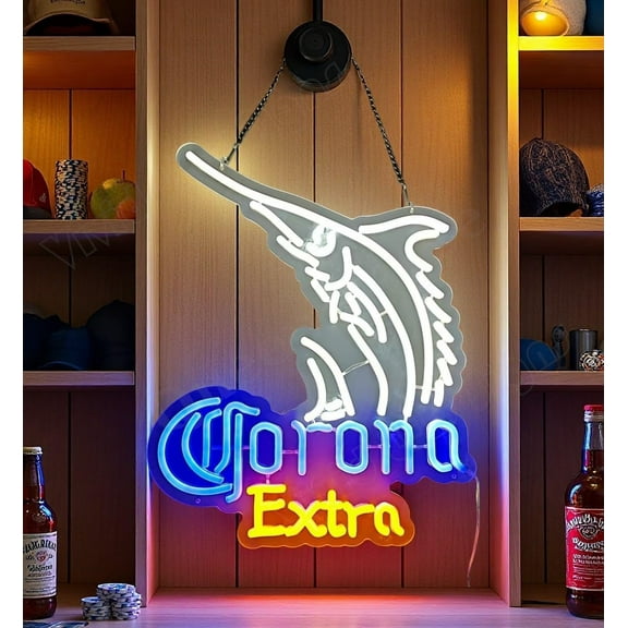 Queen Sense 16"x13" Coronas Extra Swordfish LED Neon Sign for Wall Decor Dimmable USB Powered LED Light W116CESF-5VLED