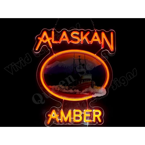 Queen Sense 16"x14" Alaskan Ambers LED Neon Sign for Wall Decor Dimmable USB Powered LED Light W116AAL-5VLED