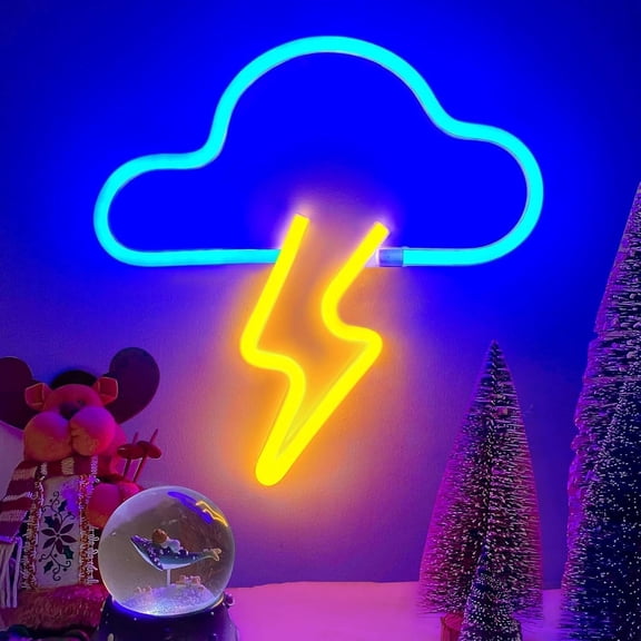Queen Sense 16"x14" Cloud Thunder Lightning LED Neon Sign for Wall Decor Dimmable USB Powered LED Light W116CTLV3-5VLED