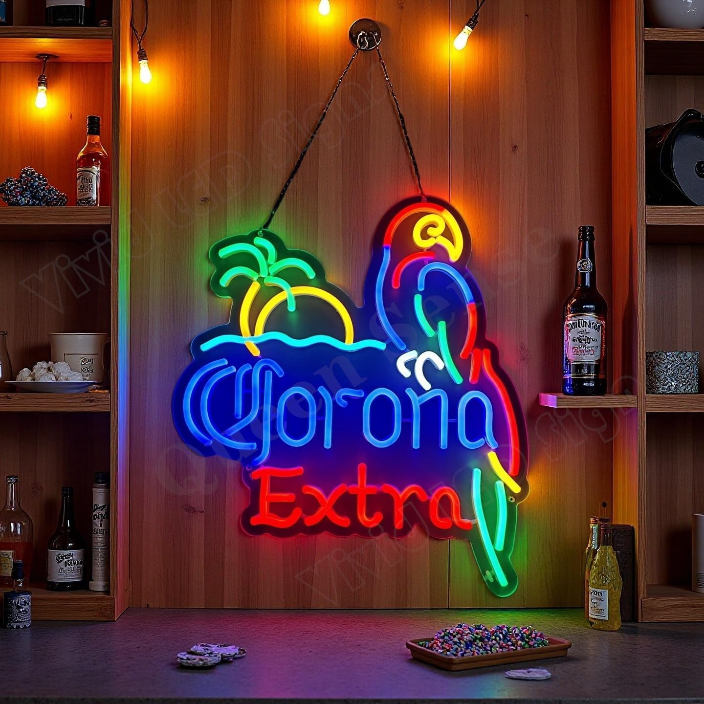 Fresh Look at Queen Sense 16 X14 Coronas Extra Parrot Palm Tree Led