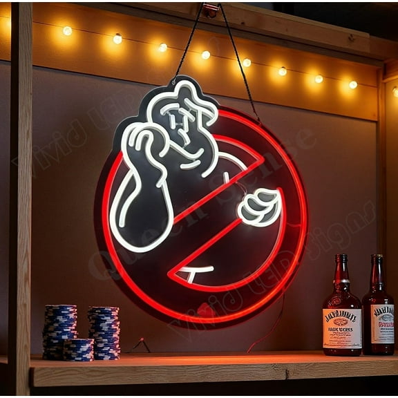 Queen Sense 16"x14" Ghost Ghostbusters LED Neon Sign for Wall Decor Dimmable USB Powered LED Light W117GB-5VLED
