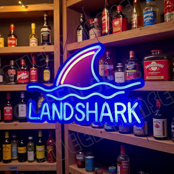 Queen Sense 16"x14" Landsharks Land Shark Lager LED Neon Sign for Wall Decor Dimmable USB Powered LED Light W116LSB-5VLED