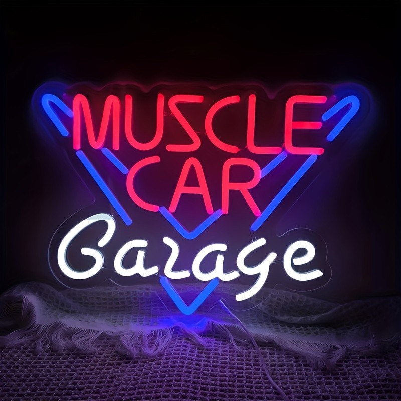 Queen Sense 16"x14" Muscle Car Garage LED Neon Sign for Wall Decor ...