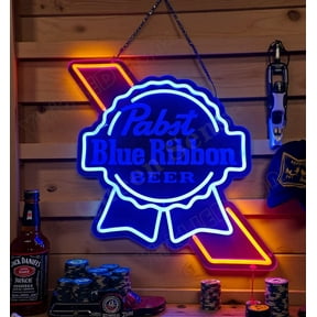 Queen Sense 16"x14" Pabst Blue Ribbon Beer LED Neon Sign for Wall Decor Dimmable USB Powered LED Light W116PBRBLVVD-5VLED