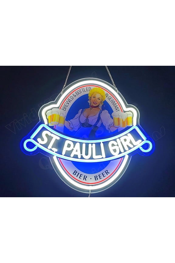 16"x14" St Pauli Girl Beer LED Neon Sign for Wall Decor Dimmable USB Powered LED Light W116SPGBLV3VVD-5VLED
