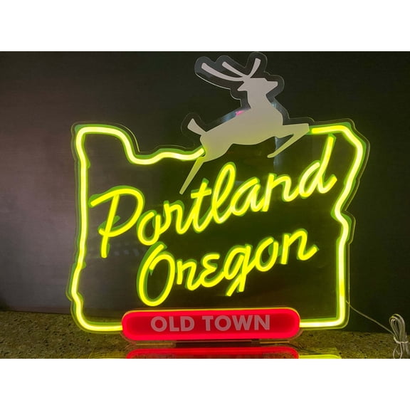 Queen Sense 16"x15" Custom Portland Oregon Old Town LED Sign Light Wall Decor Party Gift Home Beer Pub Bar Artwork Night Lights Flex Neon Signs 119POOT-FLED