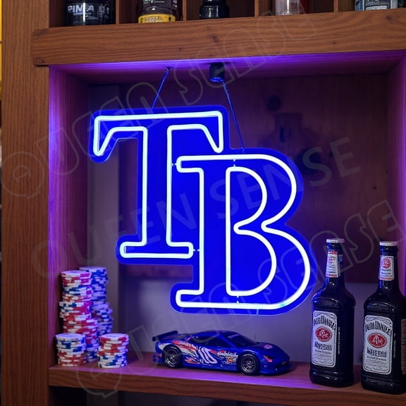 Queen Sense 16"x15" Tampa Bays Sports League Rays LED Neon Sign for Wall Decor Dimmable USB Powered LED Light W116TBRLV3-5VLED