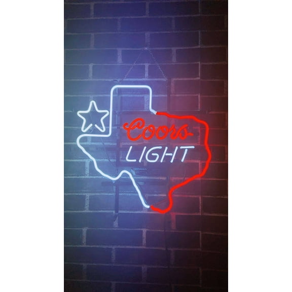 Queen Sense 16"x16" Custom Coor Light Texas Map Lone Stars Neon Sign Man Cave Beer Pub Bar Artwork Handmade Wall Decor Gift Neon Light 119CLTMLS-A