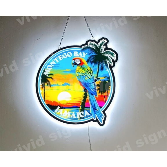 Queen Sense 16"x16" Custom Montego Bay Jamaica 3D Led Sign Light Vivid Printing Tech Design Beer Bar Pub Decor Wall Decor Party Gift Artwork Lamp 116MBJ-LED3D
