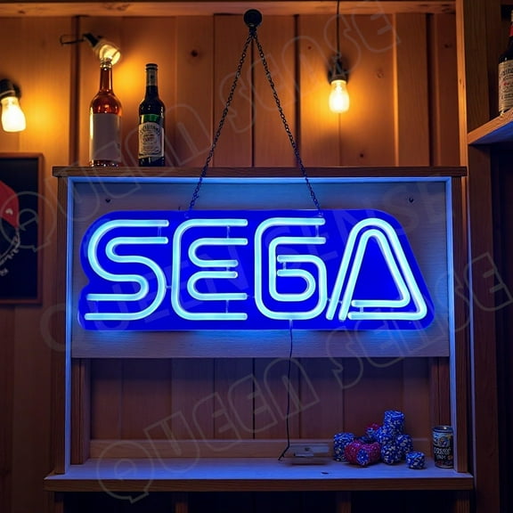 Queen Sense 16"x5.5" Segas Game LED Neon Sign for Wall Decor Dimmable USB Powered LED Light W116SGS-5VLED