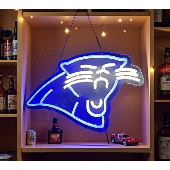 Queen Sense 16"x9" For Carolinas Sports League Panthers LED Neon Sign for Wall Decor Dimmable USB Powered LED Light W116CPL-5VLED