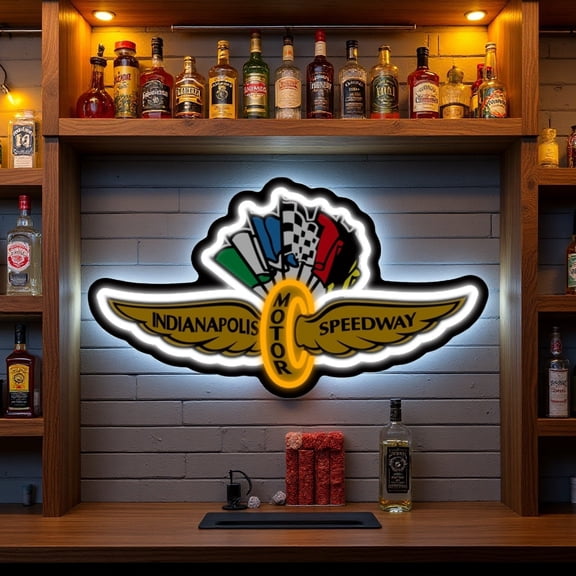 Queen Sense 16"x9" Indianapolis Motor Speedway LED Neon Sign for Wall Decor Dimmable USB Powered LED Light W116IPMSV3VVD-5VLED